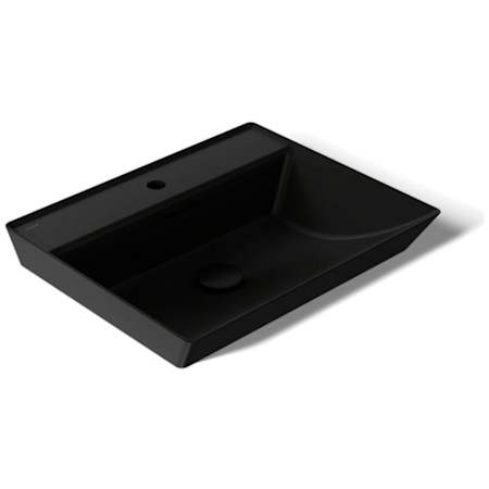 Kohler Brazn 23" Rectangular Vitreous China Vessel Bathroom Sink with Overflow and Single Faucet Hole Honed Black