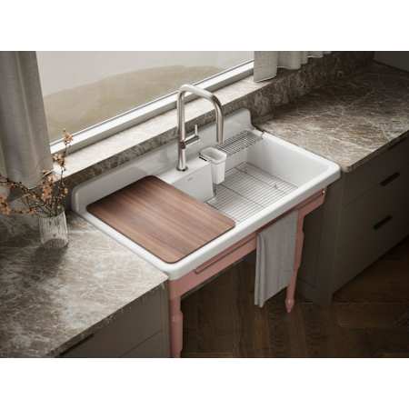 Kohler Farmstead 45" Drop In or Wall Mounted Single Basin Cast Iron Kitchen Sink 150th Peachblow