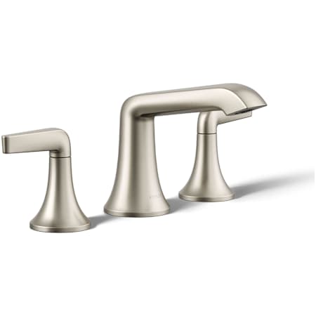 Kohler Tempered 1.2 GPM Widespread Bathroom Faucet with UltraGlide and Pop-Up Drain Assembly Vibrant Brushed Nickel