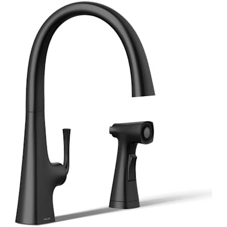 Kohler Graze 1.5 GPM Single Hole Kitchen Faucet - Includes Side Spray Matte Black