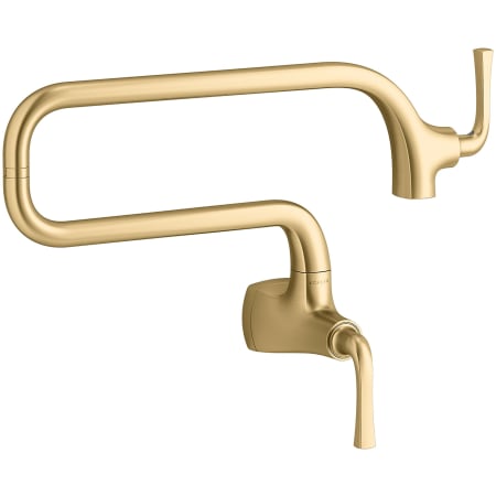 Kohler Graze 3.2 GPM Wall Mounted Single Hole Pot Filler Vibrant Brushed Moderne Brass