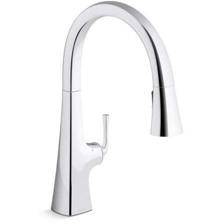 Kohler Graze Touchless Pull-Down Kitchen Sink Faucet with Kohler Konnect and Three-Function Sprayhead Polished Chrome