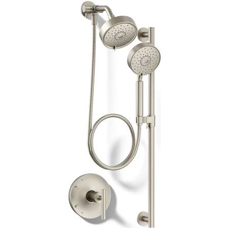 Kohler Purist Pressure Balanced Shower System with Shower Head, Hand Shower, Slide Bar, Shower Arm, Hose and Valve Trim – Less Rough-In Valve Brushed Nickel