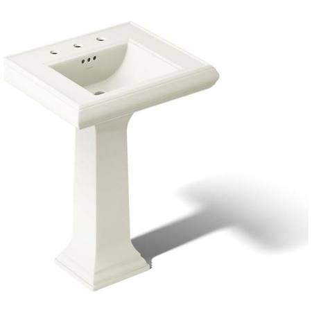 Kohler Memoirs Classic 24" Fireclay Pedestal Bathroom Sink with 8" Widespread Faucet Holes Biscuit