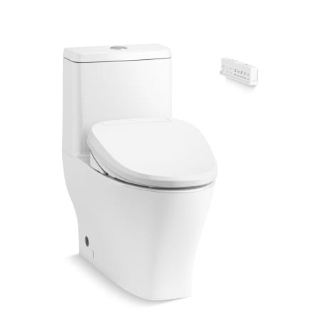 Kohler Reach Curv Dual Flush One-Piece Hidden Cord Elongated Toilet with Skirted Trapway - Includes PureWash E820 Elongated Bidet Seat with Remote Control White