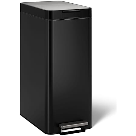 Kohler 13 Gallon Stainless Steel Slim Step Trash Can with Bifold Lid Black Stainless