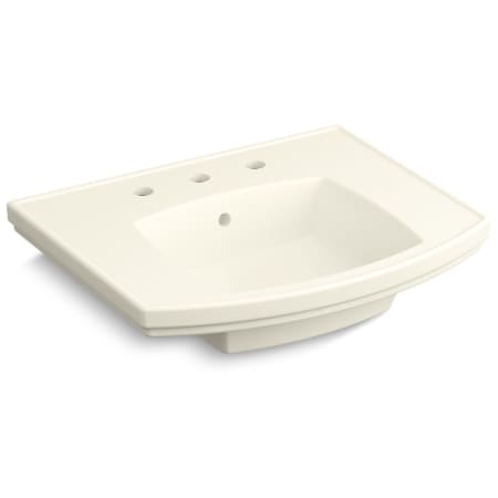 Kohler Kelston 24" Rectangular Vitreous China Pedestal Bathroom Sink with Overflow and 3 Faucet Holes at 8" Centers Biscuit