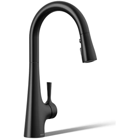 Kohler Tempered 1.5 GPM Single Hole Pull Down Kitchen Faucet Matte Black