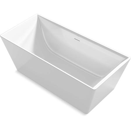Kohler Evok 66" Free Standing Acrylic Soaking Tub with Center Drain, Drain Assembly, and Overflow White