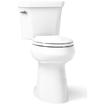 Kohler Highline Tall 1.28 GPF Two Piece Elongated Extra Tall Height (2" higher than Comfort Height) Toilet with Left Hand Lever - Less Seat White
