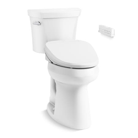 Kohler Highline Extra Tall Two-Piece Elongated Toilet - Includes PureWash E820 Elongated Bidet Seat with Remote Control White
