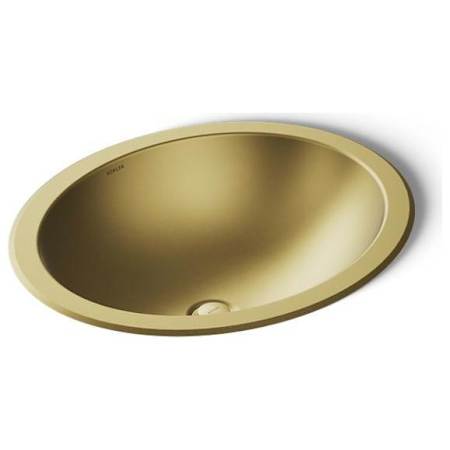 Kohler Bachata 16-11/16" Oval Stainless Steel Undermount Bathroom Sink Vibrant Brushed Moderne Brass
