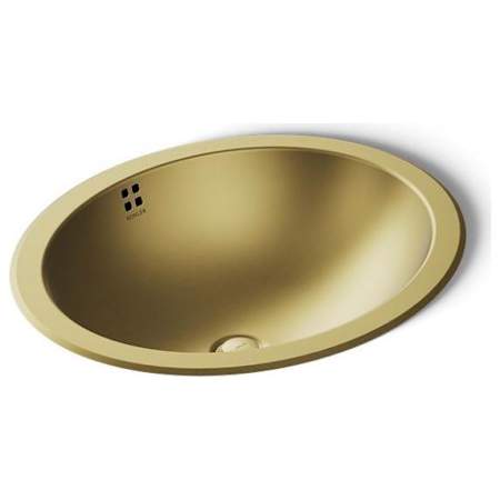 Kohler Bachata 16-11/16" Oval Stainless Steel Undermount Bathroom Sink with Overflow Vibrant Brushed Moderne Brass