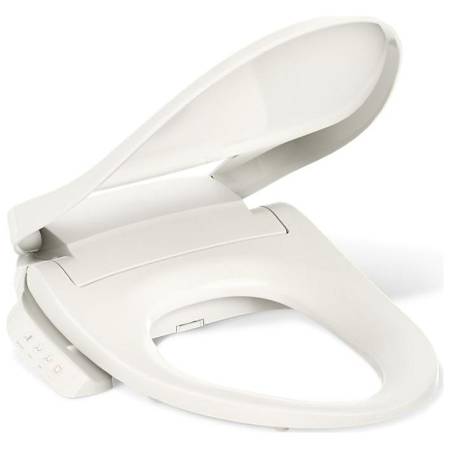 Kohler PureWash E545 Elongated Closed-Front Bidet Seat with Heated Seat, Adjustable Water Temperature and Pressure, Front and Rear Wash Modes, Automatically UV Light Self-Cleaning Wand, Quiet-Close, Quick-Release, and LED Night Light Technologies Biscuit