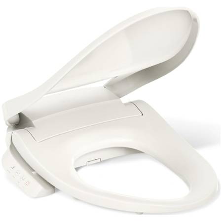 Kohler PureWash E545 Elongated Closed-Front Bidet Seat with Heated Seat, Adjustable Water Temperature and Pressure, Front and Rear Wash Modes, Automatically UV Light Self-Cleaning Wand, Quiet-Close, Quick-Release, and LED Night Light Technologies Biscuit
