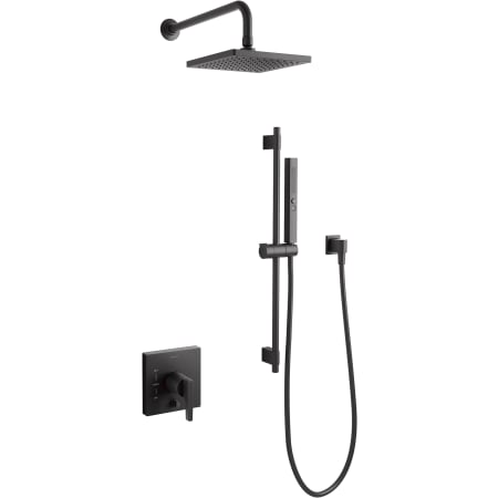 Kohler Honesty Pressure Balanced Shower System with 2.5 GPM Shower Head, Hand Shower, Slide Bar, Shower Arm, Hose, and Valve Trim – Less Rite-Temp Valve Matte Black