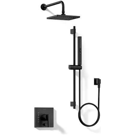 Kohler Honesty Pressure Balanced Shower System with 2.5 GPM Shower Head, Hand Shower, Slide Bar, Shower Arm, Hose, and Valve Trim – Less Rite-Temp Valve Matte Black