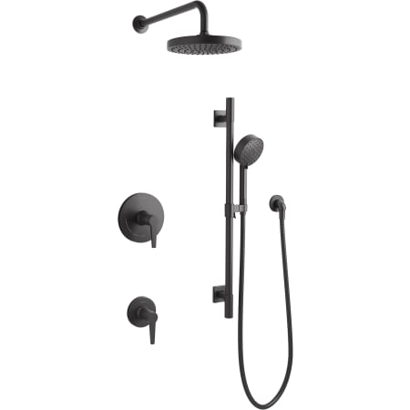 Kohler Awaken Pressure Balanced 2.5 GPM Shower System with Shower Head, Multi Function Hand Shower, Slide Bar, Wall Supply, Shower Arm, Hose, and Valve Trim Matte Black