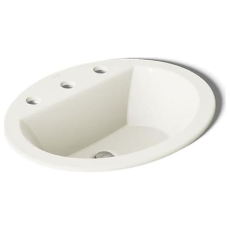 Kohler Bryant 20-1/8" Oval Vitreous China Drop In Bathroom Sink with Overflow and 3 Faucets Holes at 8" Centers Biscuit