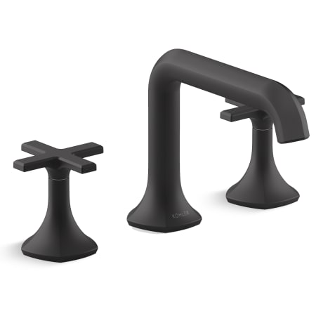 Kohler Occasion Double Handle Bathroom Sink Faucet with Straight Spout Design and Cross Handles Matte Black