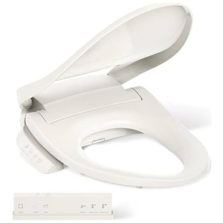 Kohler PureWash E700 Elongated Bidet Seat with Heated Seat, Automatically UV Light Self-Cleaning Wand, Handheld Remote, Adjustable Water Position and Pressure, Adjustable Water Temperature, Quiet-Close Lid, Quiet-Release Hinges, and LED Night Light Biscuit