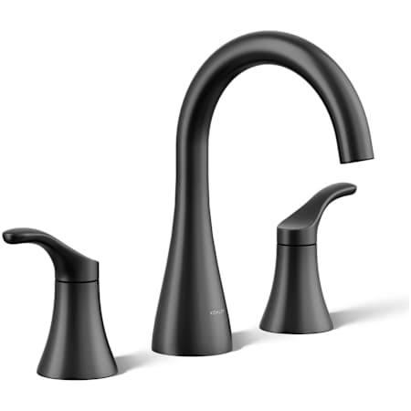 Kohler Simplice 1.2 GPM Widespread Bathroom Faucet with Clicker Drain Assembly and UltraGlide Ceramic Disc Valves Matte Black