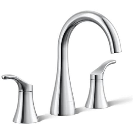 Kohler Simplice 0.5 GPM Widespread Bathroom Faucet with Clicker Drain Assembly and UltraGlide Ceramic Disc Valves Polished Chrome