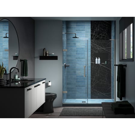 Kohler Components 71-3/4" High x 58" Wide Pivot Frameless Shower Door with Clear Glass Anodized Brushed Nickel