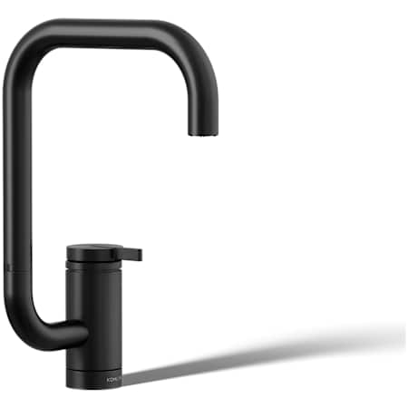 Kohler Components 1.5 GPM Single Hole Bar Faucet with Extended Reach Angled High-Arch Spout and Two Function Aerator with SoftRinse Spray Matte Black