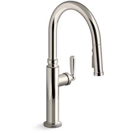Kohler Edalyn by Studio McGee 1.5 GPM Single Hole Pull Down Kitchen Faucet with Boost Spray, DockNetik, ProMotion, and MasterClean Technologies Vibrant Polished Nickel