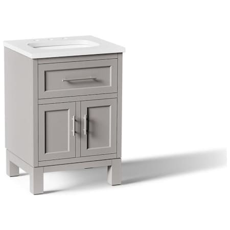 Kohler Quo 24" Free Standing Single Basin Vanity Set with Cabinet and Quartz Vanity Top Mohair Grey