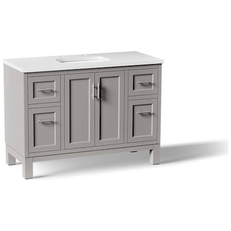 Kohler Quo 48" Free Standing Single Basin Vanity Set with Cabinet and Quartz Vanity Top Mohair Grey
