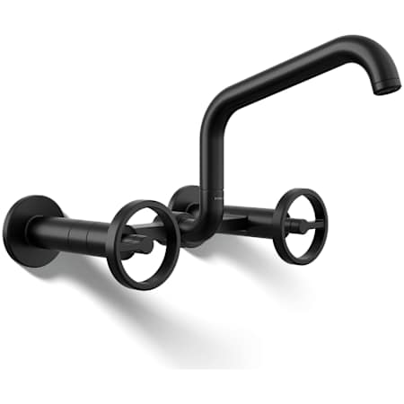 Kohler Billet 1.5 GPM Wall Mounted Widespread Bridge Kitchen Faucet Matte Black