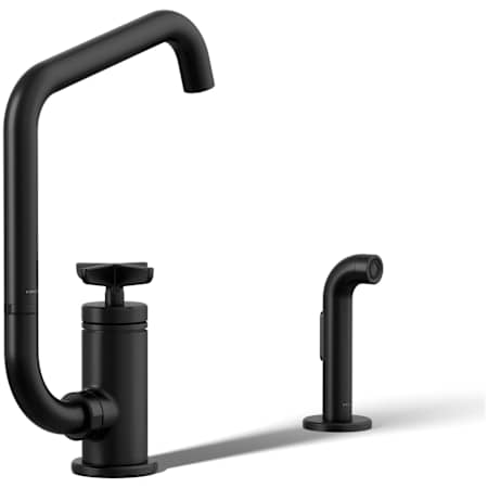 Kohler Billet 1.5 GPM Single Hole Kitchen Faucet - Includes Side Spray and Two Function Aerator Matte Black