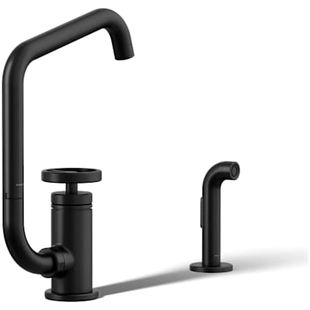 Kohler Billet 1.5 GPM Single Hole Kitchen Faucet - Includes Side Spray and SoftRinse Spray Function Matte Black