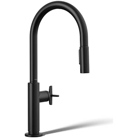 Kohler Billet 1.5 GPM Single Hole Pull Down Kitchen Faucet with Single Cross Handle Matte Black