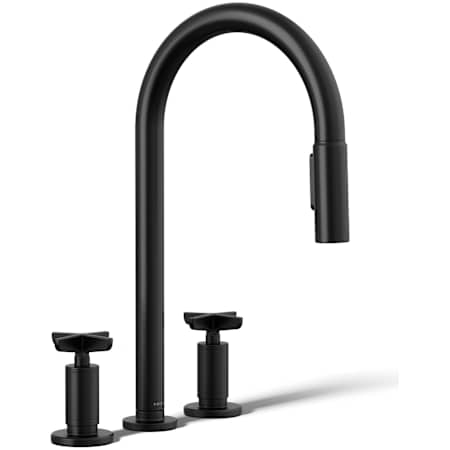 Kohler Billet 1.5 GPM Widespread Pre-Rinse Pull Down Kitchen Faucet with ProMotion Technology Matte Black