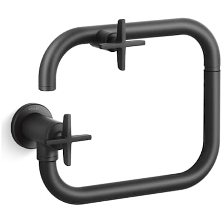 Kohler Billet 3.2 GPM Wall Mounted Single Hole Pot Filler with Dual Cross Handles Matte Black