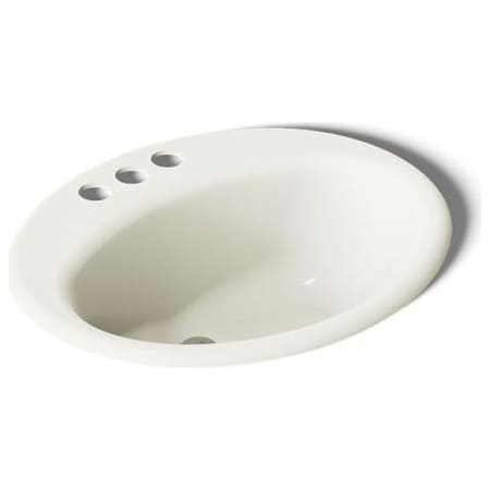 Kohler Farmington 19-1/4" Oval Cast Iron Drop In Bathroom Sink with Overflow and 3 Faucet Holes at 4" Centers Biscuit