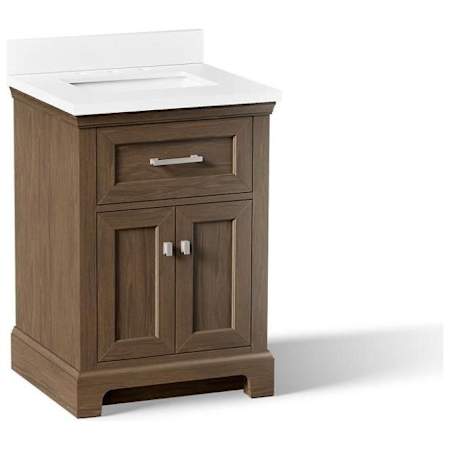 Kohler Charlemont 24" Free Standing Vanity Set with Cabinet and Stone Composite Vanity Top Draper Oak