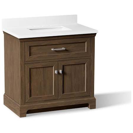 Kohler Charlemont 36" Free Standing Vanity Set with Cabinet and Stone Composite Vanity Top Draper Oak