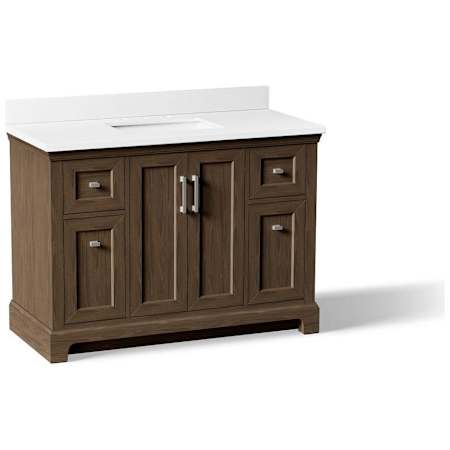 Kohler Charlemont 48" Free Standing Vanity Set with Cabinet and Quartz Vanity Top Draper Oak