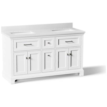 Kohler Charlemont 60" Free Standing Vanity Set with Cabinet and Quartz Vanity Top White