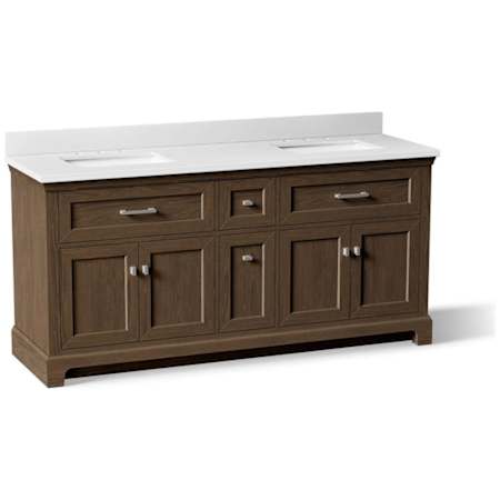 Kohler Charlemont 72" Free Standing Vanity Set with Cabinet and Quartz Vanity Top Draper Oak
