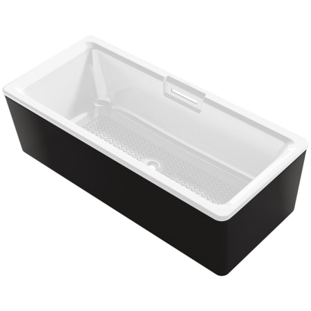 Kohler Volute 63" Free Standing Enameled Cast Iron Rectangular Soaking Tub with Acrylic Shroud, Center Drain, Brass Drain Assembly, and Slotted Overflow Black / White