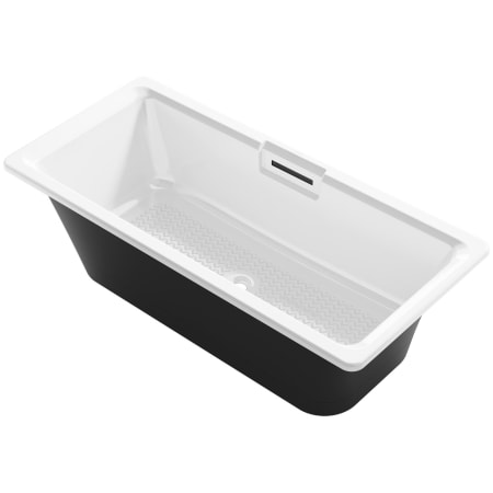Kohler Volute 63" Free Standing Enameled Cast Iron Rectangular Soaking Tub with Reinforced Resin Pedestal Base, Center Drain, Drain Assembly, and Overflow White / Black / Black Base