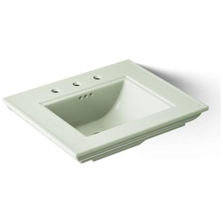 Kohler Memoirs Stately 24-1/2" Fireclay Pedestal Sink with Overflow and 3 Faucet Holes at 8" Centers Aspen Green