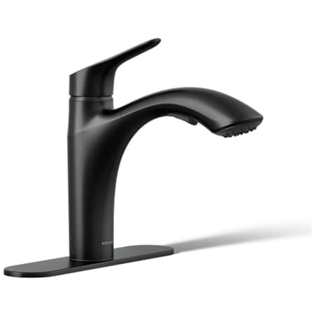 Kohler Rival 1.5 GPM Single Hole Pull-Out Kitchen Faucet with ProMotion and MasterClean Technologies - Includes Escutcheon Matte Black