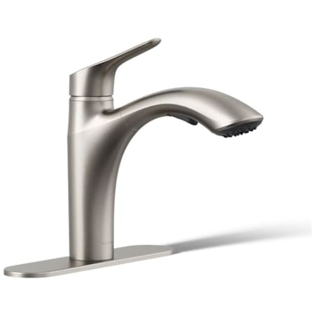 Kohler Rival 1.5 GPM Single Hole Pull-Out Kitchen Faucet with ProMotion and MasterClean Technologies - Includes Escutcheon Vibrant Stainless
