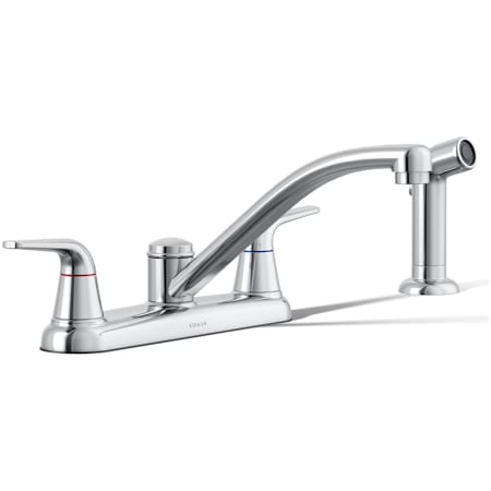 Kohler Jolt 1.5 GPM Widespread Kitchen Faucet - Includes Side Spray Escutcheon Polished Chrome